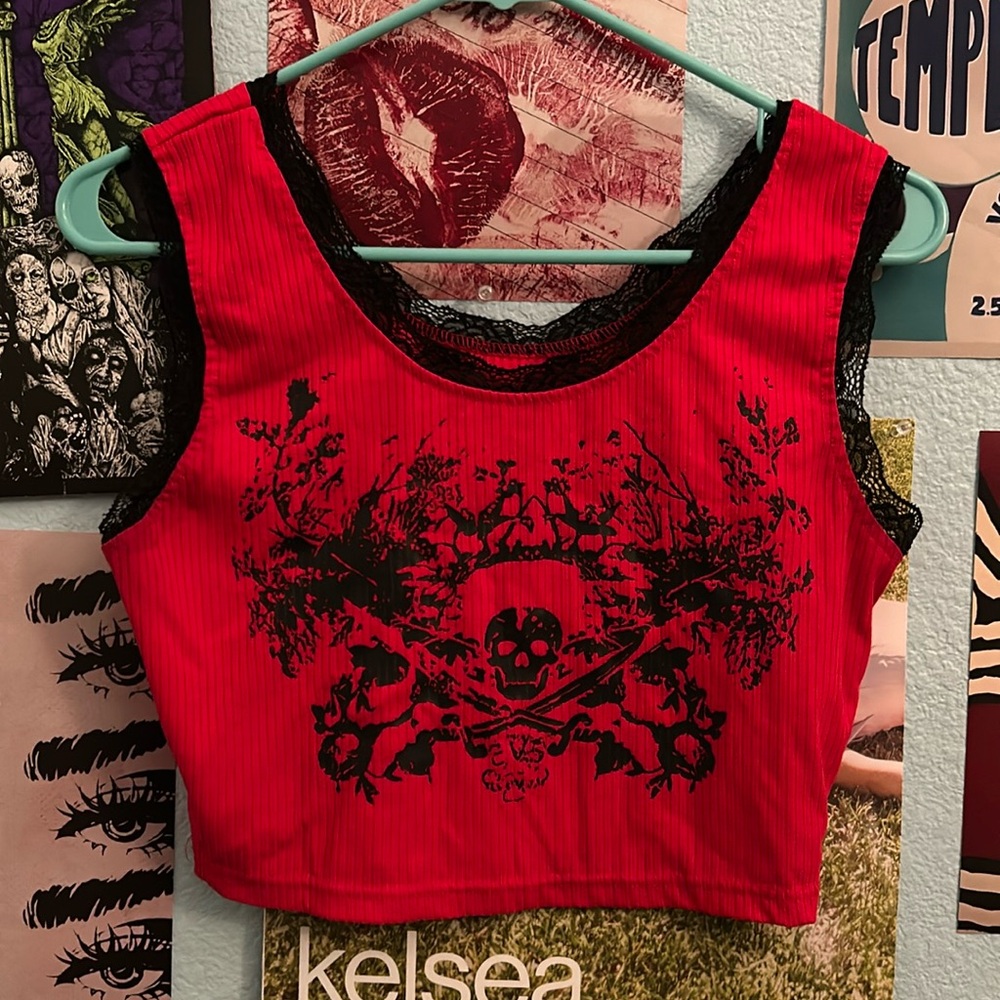 tight red cropped tank